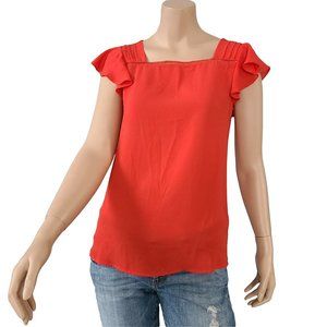 NWT RW&CO Red Flutter Sleeve Top XS